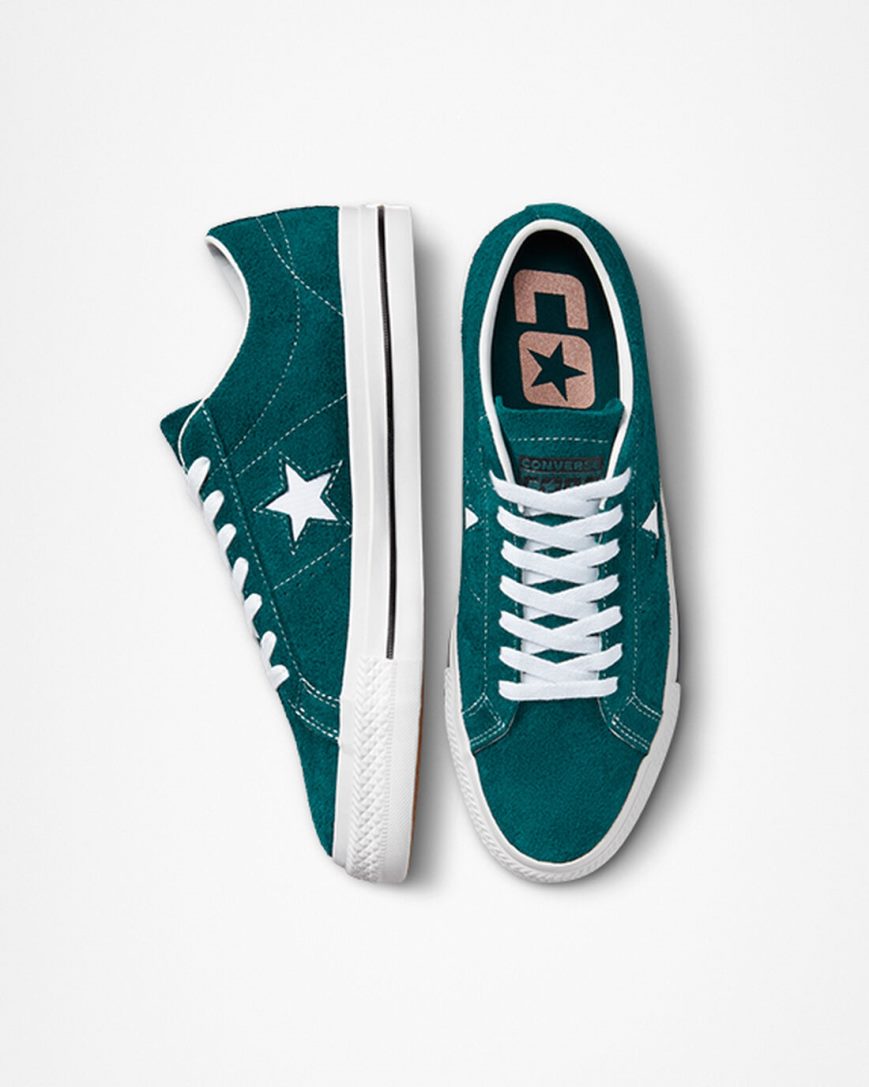 Zapatillas Skate Converse One Star Pro Vintage Suede Hombre Verde Negras Blancas | PE L045WE